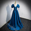 Elegant V-neck Cap Sleeves A-line Floor Length Long Prom Dress,PDS11569