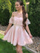 Pink Off shoulder Sleeveless A-line Short Mini Homecoming Dress,  HDS0102