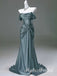 Elegant Off Shoulder Sleeveless Side Slit Mermaid Long Prom Dress,PDS11742