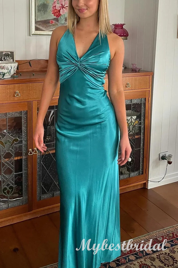 Simple V-neck Sleeveless Mermaid Long Prom Dress,PDS11743