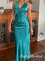 Simple V-neck Sleeveless Mermaid Long Prom Dress,PDS11743