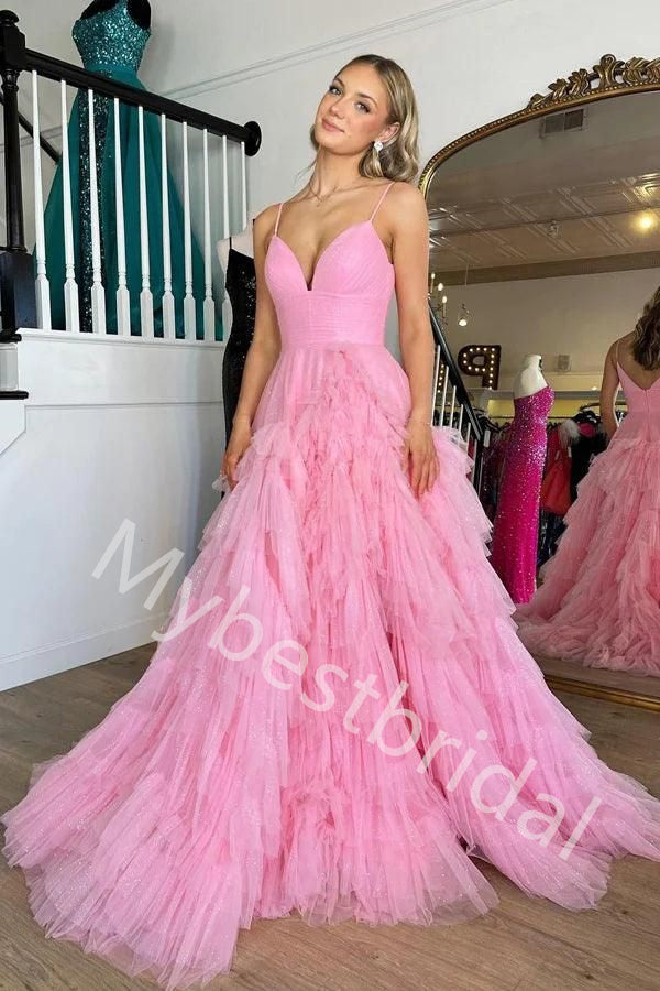 Elegant V-neck Sleeveless A-line Long Prom Dress,PDS1115