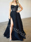 Elegant Spaghetti straps Sweetheart Side slit A-line Long Prom Dress,PDS1096