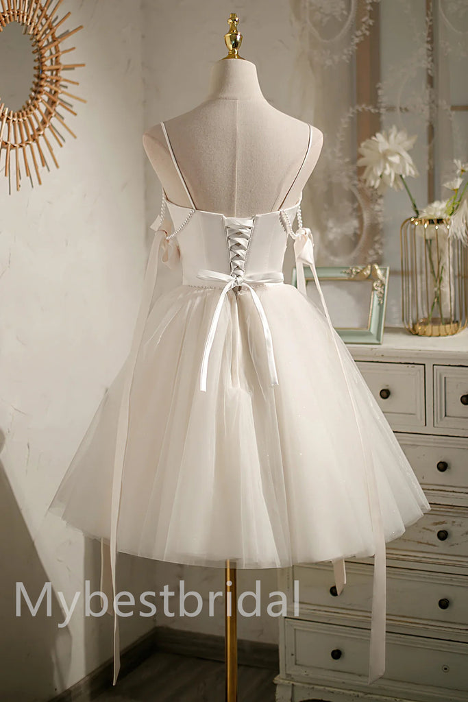 Sexy V-neck Bow knot Sleeveless A-line Short Mini Homecoming Dress,  HDS0100