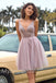 Elegant V-neck Sleeveless A-line Short Mini Homecoming Dress,  HDS0101