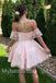 Pink Off shoulder Sleeveless A-line Short Mini Homecoming Dress,  HDS0102