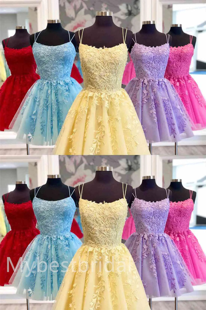 Elegant Square Sleeveless A-line Short Mini Homecoming Dress,  HDS0154