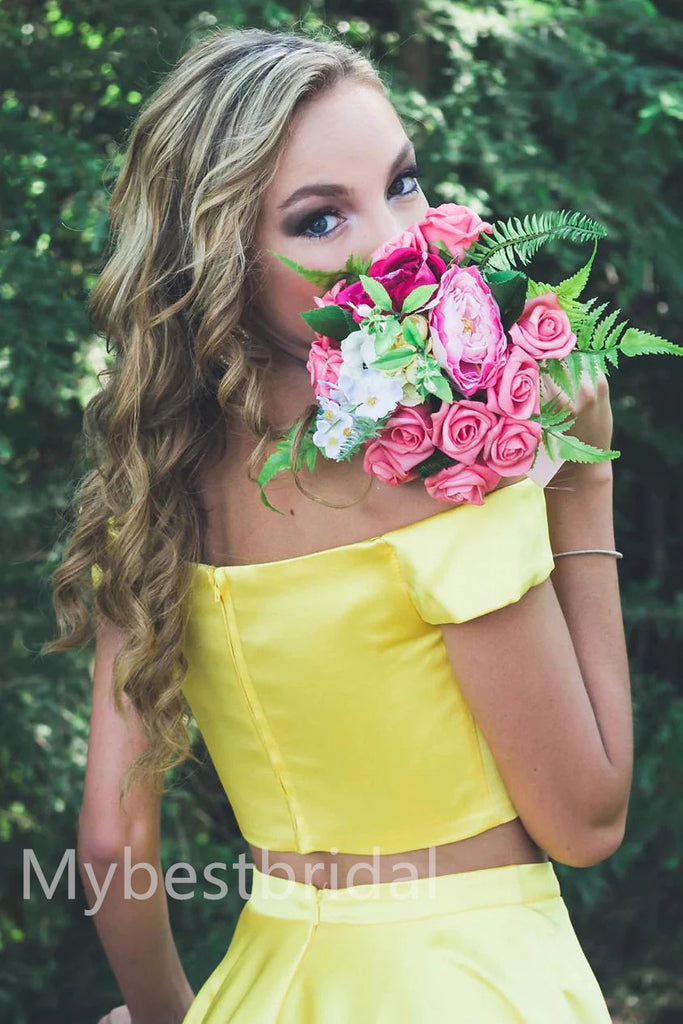 Two pieces Off shoulder Sleeveless A-line Short Mini Homecoming Dress,  HDS0131