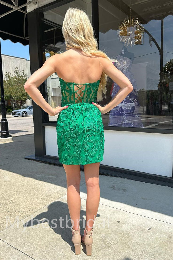 Elegant Strapless Sleeveless Sheath Short Mini Homecoming Dress,  HDS0133