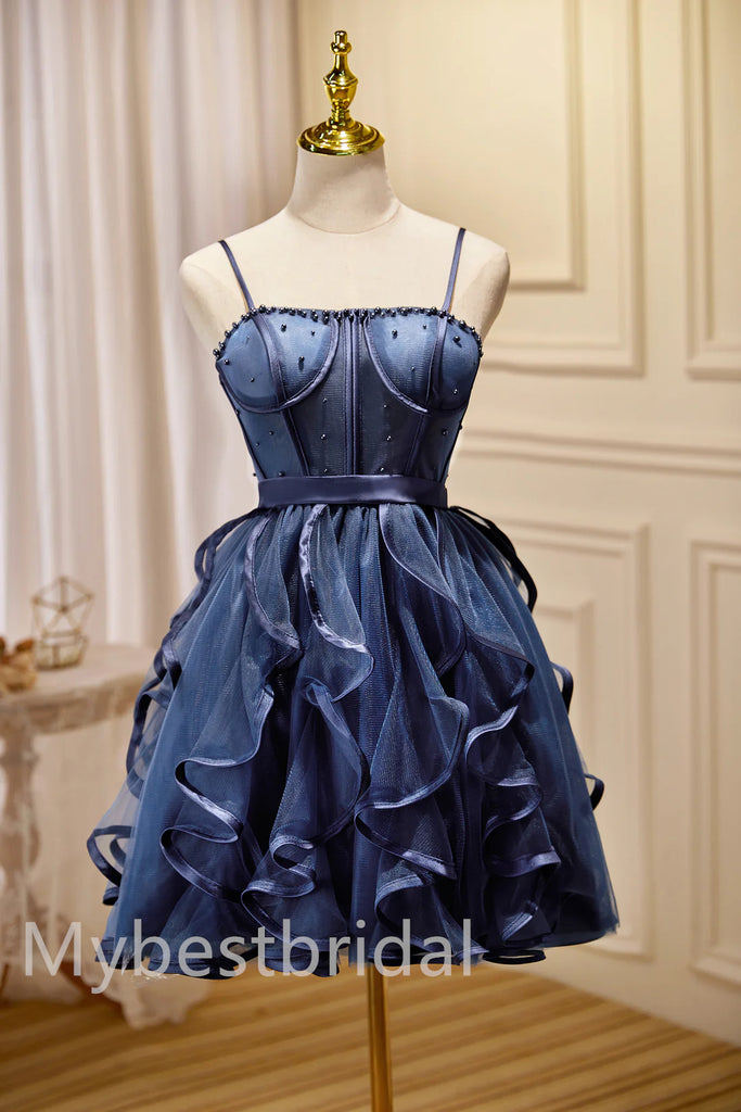 Cute Square Sleeveless A-line Short Mini Homecoming Dress,  HDS0116