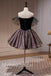 Black Off shoulder Sleeveless A-line Short Mini Homecoming Dress,  HDS0114