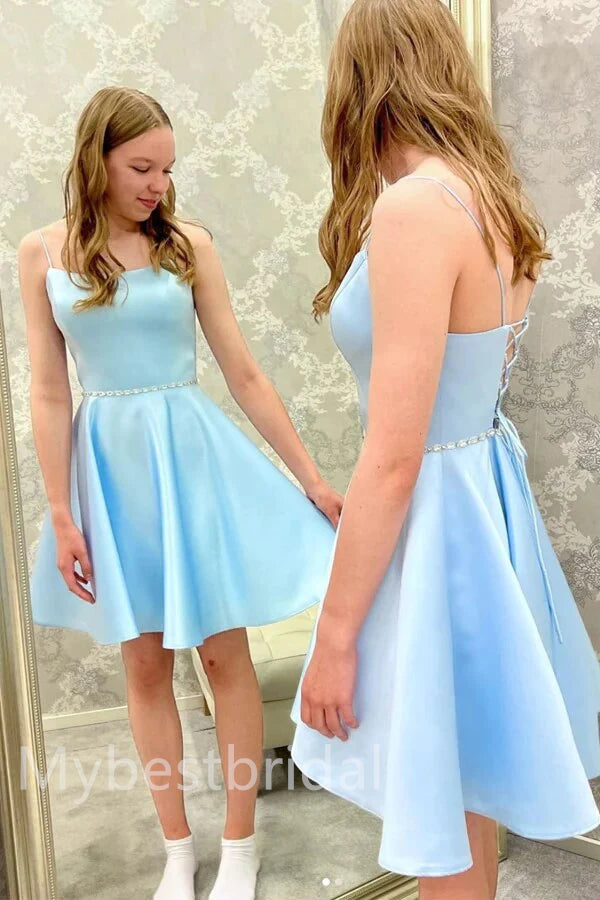 Elegant Square Sleeveless A-line Short Mini Homecoming Dress,  HDS0120