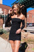 Sexy Black Off shoulder Sheath Short Mini Homecoming Dress,  HDS0161