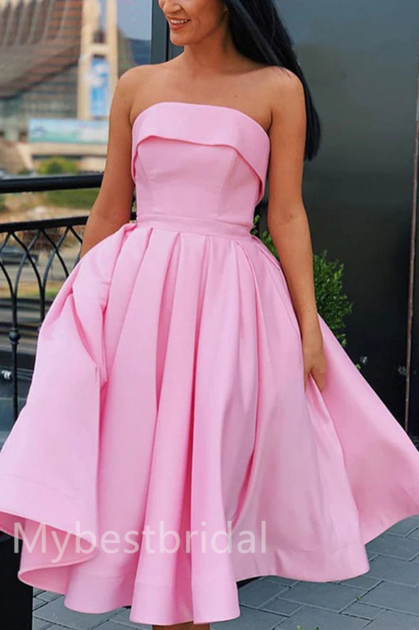 Elegant Strapless Sleeveless A-line Short Mini Homecoming Dress,  HDS0153