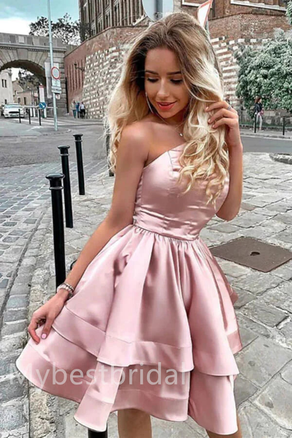Elegant One shoulder Sleeveless A-line Short Mini Homecoming Dress,  HDS0129