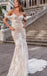 Mermaid Romantic Off-The-Shoulder Lace Long Cheap Wedding Dresses, WDS0049