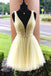 Elegant V-neck Sleeveless A-line Short Mini Homecoming Dress,  HDS0150