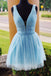 Elegant V-neck Sleeveless A-line Short Mini Homecoming Dress,  HDS0150