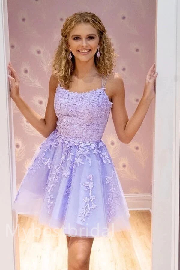 Elegant Square Sleeveless A-line Short Mini Homecoming Dress,  HDS0154