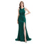 Dark Green Mismatch Sleeveless Side Slit Mermaid Bridesmaid Dressess, BDS0393