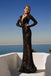 Black Sexy V-neck Long sleeves Mermaid Long Floor Length Prom Dress,PDS11463