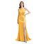 Marigold Mismatch Sleeveless Side Slit Mermaid Bridesmaid Dressess, BDS0395
