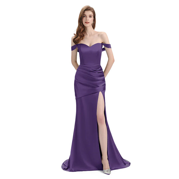 Plum Mismatch Sleeveless Side Slit Mermaid Bridesmaid Dressess, BDS0396