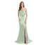 Sage Mismatch Sleeveless Side Slit Mermaid Bridesmaid Dressess, BDS0398