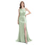 Sage Mismatch Sleeveless Side Slit Mermaid Bridesmaid Dressess, BDS0398