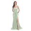 Sage Mismatch Sleeveless Side Slit Mermaid Bridesmaid Dressess, BDS0398