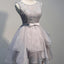 Grey organza unique freshman Dillards modest homecoming prom dress,BDY0142