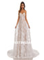 Lvory Lace Chiffon Sweetheart A-line Applique Floor-length Wedding Dresses, WDY0180
