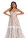 Lvory Lace Chiffon Sweetheart A-line Applique Floor-length Wedding Dresses, WDY0180