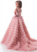 Modest Tulle Lace Scoop Floor-length Flower Girl Dresses With Handmade Flowers & Beadings ,FGY0160