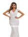 Ivory Mermaid V-Neck Backless Handmade Lace Wedding Dresses, WDY0184