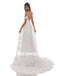 Ivory A-Line Spaghetti Straps Off Shoulder Side Slit Handmade Lace Wedding Dresses, WDY0185