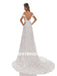 Ivory A-Line Spaghetti Straps Off Shoulder Side Slit Handmade Lace Wedding Dresses, WDY0185