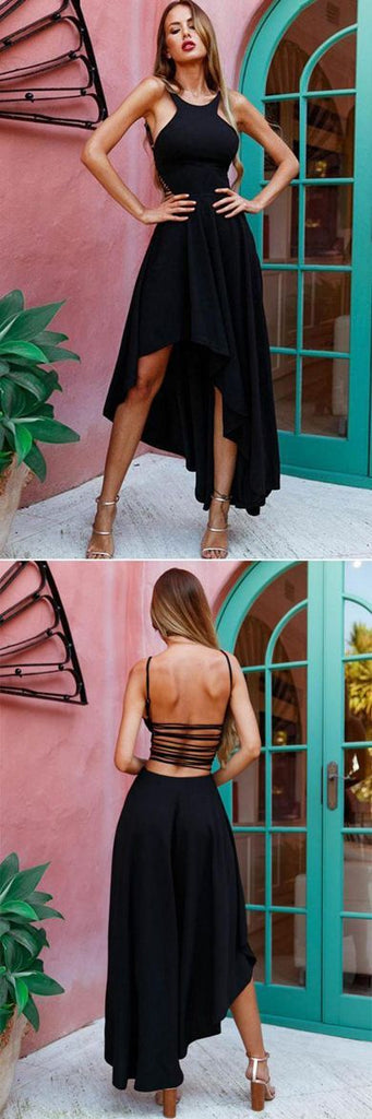 A-line Scoop Neck Lace Up Silk-like Satin Short Long Back Newest Prom Dresses,,PDY0101