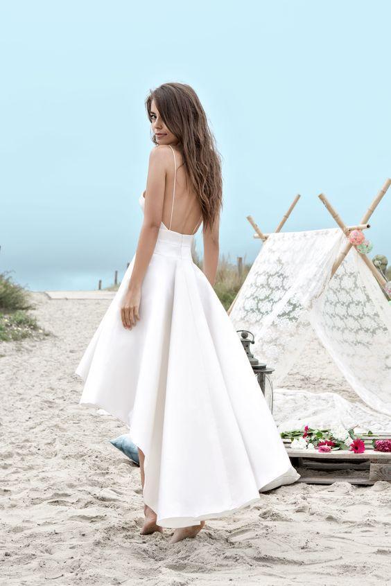 White High Low Simple Cheap Homecoming Dresses Online, BDY0335