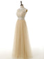 A-line Two Piece Beaded Tulle Evening Dresses ,Cheap Prom Dresses,PDY0587