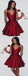 Simple A-Line Spaghetti Straps Short Dark Red Satin Homecoming Dress With Pockets,BDY0313