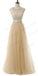 A-line Two Piece Beaded Tulle Evening Dresses ,Cheap Prom Dresses,PDY0587
