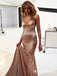 Mermaid V-neck Champagne Satin Long Prom Dresses,Cheap Prom Dresses,PDY0509