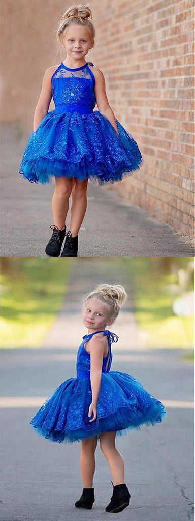 Lovely Royal_blue Tulle Lace Flower Girl Dresses With Beading ,Cheap Flower Girl Dresses ,FGY0171