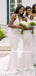 Sexy V-neck White Mismatched Mermaid Long Bridesmaid Dresses, BDS0160