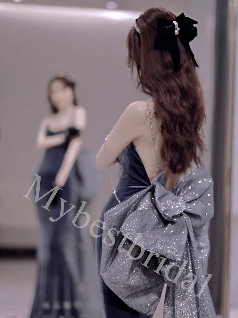 Elegant Square Sleeveless Mermaid Long Prom Dress,PDS1036