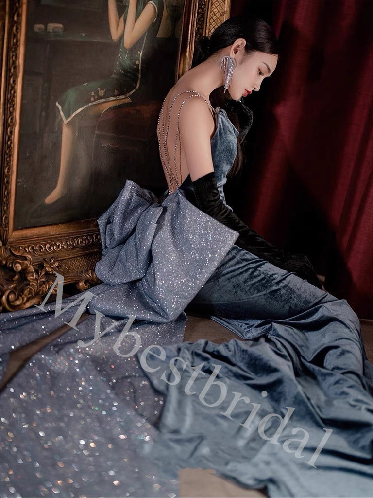 Elegant Square Sleeveless Mermaid Long Prom Dress,PDS1036