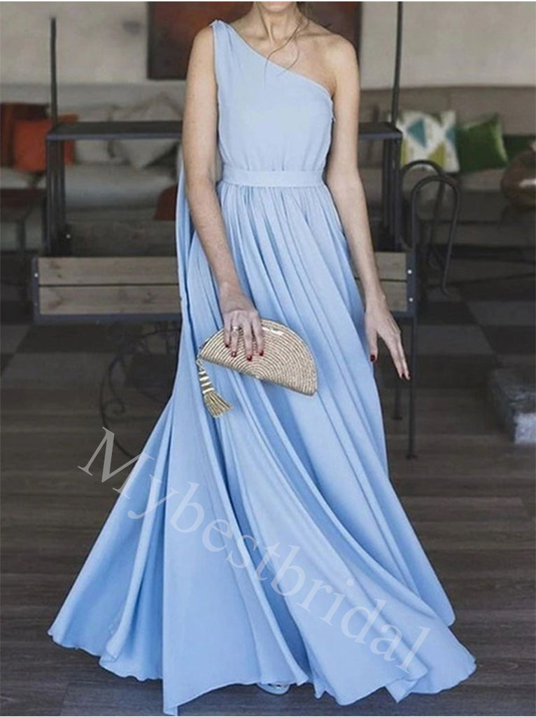 Elegant One-shoulder Sleeveless A-line Prom Dresses,PDS0952
