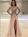 A-Line Deep V-Neck Sleeveless  Beaded Pink Tulle Prom Dress,Cheap Prom Dress,PDY0391