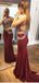 Two Piece Open Back Burgundy Prom Dress With Beading ,Cheap Prom Dresses,PDY0540